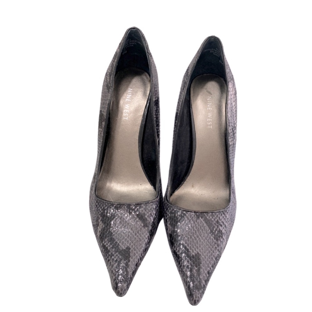 New Nine West Grey Snake Print Heels